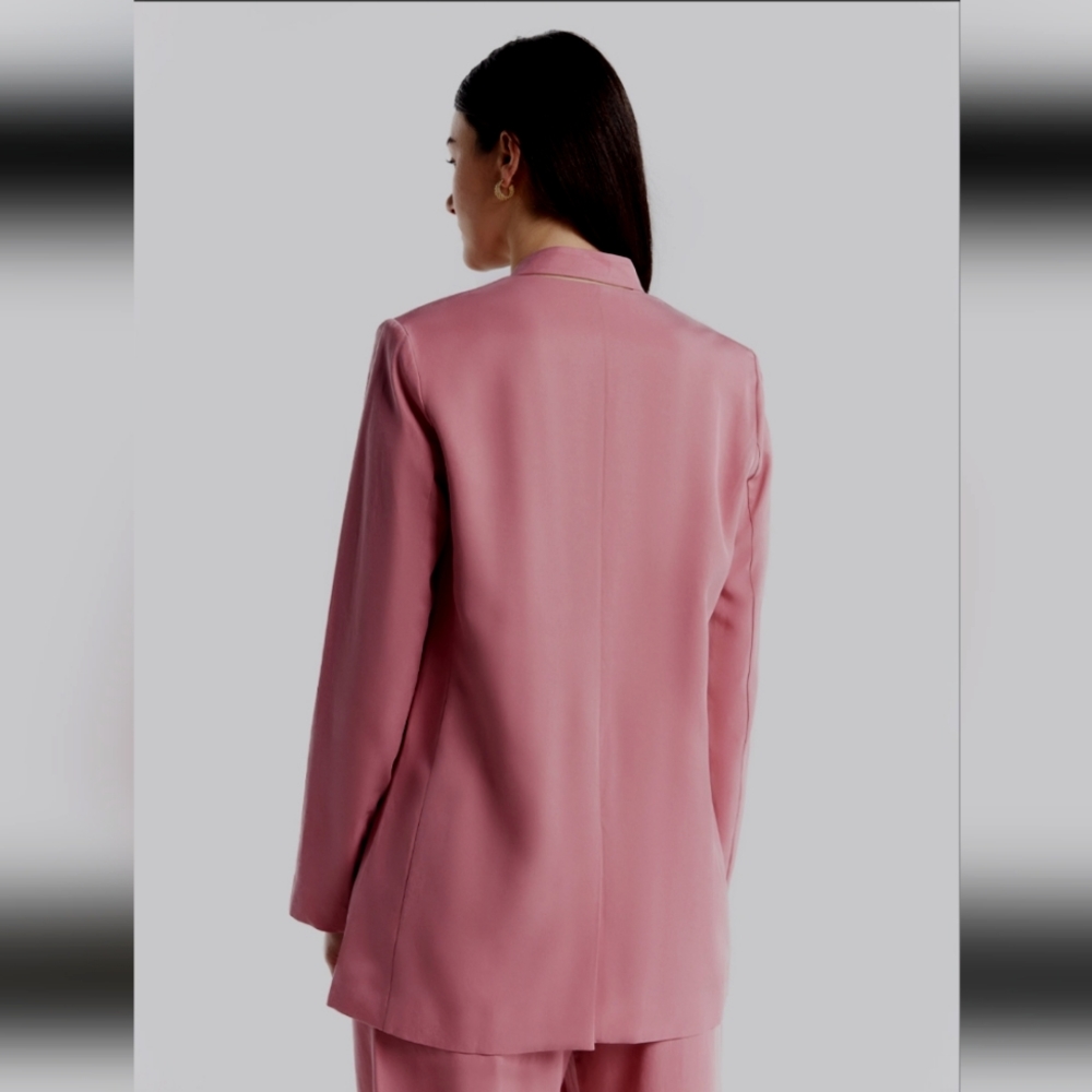 NWT Linen Blend Layered Blazer (Dusty Rose Pink) - Lattelier - Picture 3 of 13